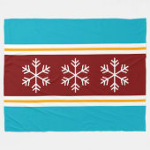 Nordic Snowflakes Bold Red White Azure Stripes Fleecedecke (Vorderseite (Horizontal))