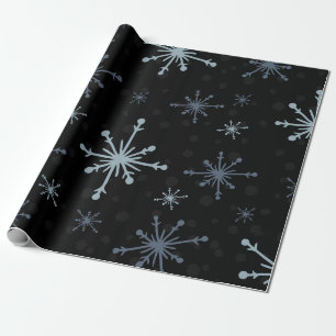 Nordic Snowflakes Navy Blue Wrapping Paper Geschenkpapier