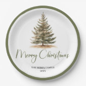 Nordic Soft Christmas Script Custom Family Plates Pappteller (Vorderseite)