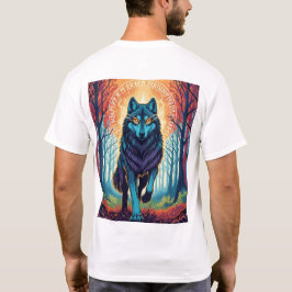 Nordic Spirit Wolf T-Shirt with Runes and Forest 