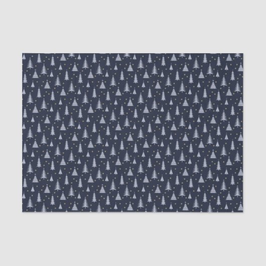 Nordic Stone Blue-Gray Weihnachtsbaumen Dunkel Seidenpapier (Vorderseite)