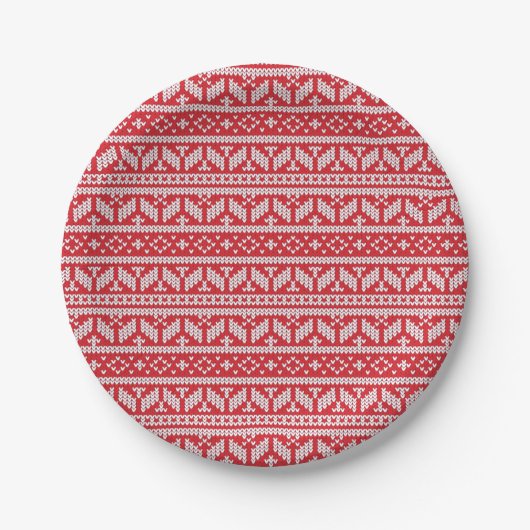 Nordic Strick Holiday Sweater Print Paper Plate Pappteller (Vorderseite)