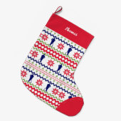 Nordic Style Baseball Player Pattern Christmas Großer Weihnachtsstrumpf (Vorderansicht (hängend))