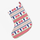 Nordic Style Baseball Player Pattern Christmas Großer Weihnachtsstrumpf (Rückseite (Hängend))