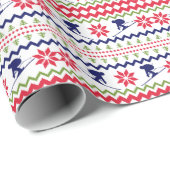 Nordic Style Downhill Snow Ski Christmas Geschenkpapier (Rolleneckpunkt)