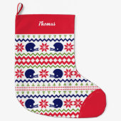 Nordic Style Football Helmut Pattern Christmas Großer Weihnachtsstrumpf (Vorderseite)