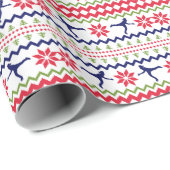 Nordic Style Ice Skater Christmas Geschenkpapier (Rolleneckpunkt)