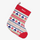 Nordic Style Rodeo Cowboy Pattern Christmas Großer Weihnachtsstrumpf (Vorderansicht (hängend))