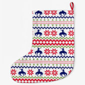 Nordic Style Rodeo Cowboy Pattern Christmas Großer Weihnachtsstrumpf (Rückseite)