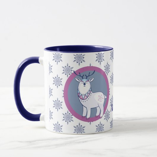 Nordic Style Santa und Reindeer Personalisiert Tasse (Links)