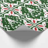 Nordic Style Weihnachtsfeiertag Reindeer Red Green Geschenkpapier (Ecke)