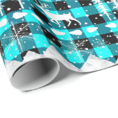 Nordic Sweater Aqua Buffalo Karierte Wintertiere Geschenkpapier (Rolleneckpunkt)