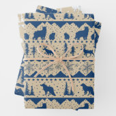 Nordic Sweater Beige Blue White Winter Animals Geschenkpapier Set (Beispiel)