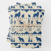 Nordic Sweater Beige Navy Blue Winter Animals Geschenkpapier Set (Beispiel)