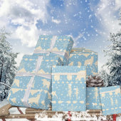 Nordic Sweater Beige Winter Animals Blue Sky Geschenkpapier