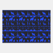 Nordic Sweater Black Blue Silver Winter Animals Geschenkpapier Set (Vorderseite)