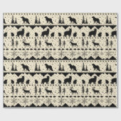 Nordic Sweater Black Winter Animals Beige Geschenkpapier (Flach)