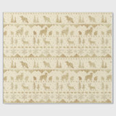 Nordic Sweater Creamy Beige Gold Wintertiere Geschenkpapier (Flach)