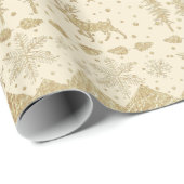 Nordic Sweater Creamy Beige Gold Wintertiere Geschenkpapier (Rolleneckpunkt)