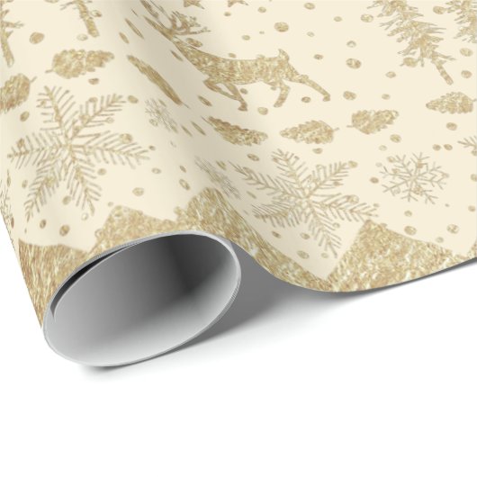 Nordic Sweater Creamy Beige Gold Wintertiere Geschenkpapier (Rolleneckpunkt)