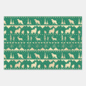 Nordic Sweater Gold Beige Grüne Wintertiere Geschenkpapier Set (Vorderseite)