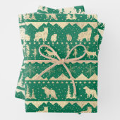Nordic Sweater Gold Beige Grüne Wintertiere Geschenkpapier Set (Beispiel)
