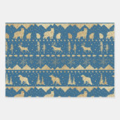 Nordic Sweater Gold Winter Animals Blue Tones Geschenkpapier Set (Vorderseite 2)