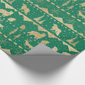 Nordic Sweater Gold Winter Animals Forest Green Geschenkpapier (Ecke)