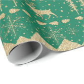 Nordic Sweater Gold Winter Animals Forest Green Geschenkpapier (Rolleneckpunkt)