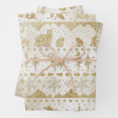 Nordic Sweater Gold Winter Animals Pearl White Geschenkpapier Set (Beispiel)