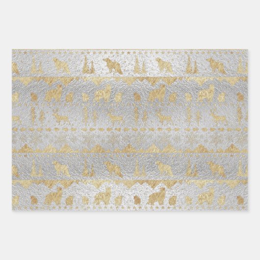 Nordic Sweater Gold Winter Animals Silver Ripple Geschenkpapier Set (Vorderseite 2)