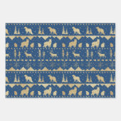 Nordic Sweater Gold Wintertiere gemischte Farbe Geschenkpapier Set (Vorderseite)