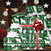 Nordic Sweater Green Buffalo Karierte Wintertiere Geschenkpapier