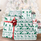 Nordic Sweater Green Winter Animals White Geschenkpapier