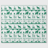 Nordic Sweater Green Winter Animals White Geschenkpapier (Flach)