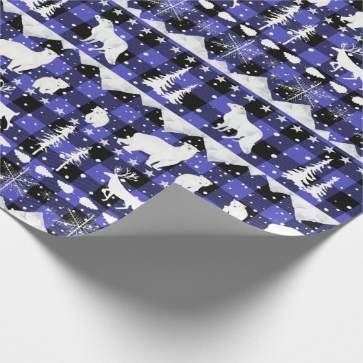 Nordic Sweater Lila Buffalo Karierte Wintertiere Geschenkpapier (Ecke)