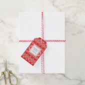 Nordic Sweater Muster Red and White Holiday Geschenkanhänger (Mit Garn)