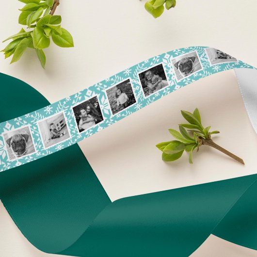 Nordic Sweater Pattern Foto für Ice Blue & White Satinband