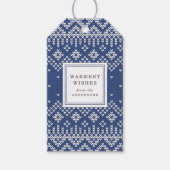 Nordic Sweater Pattern Marine und White Holiday Geschenkanhänger (Vorderseite)