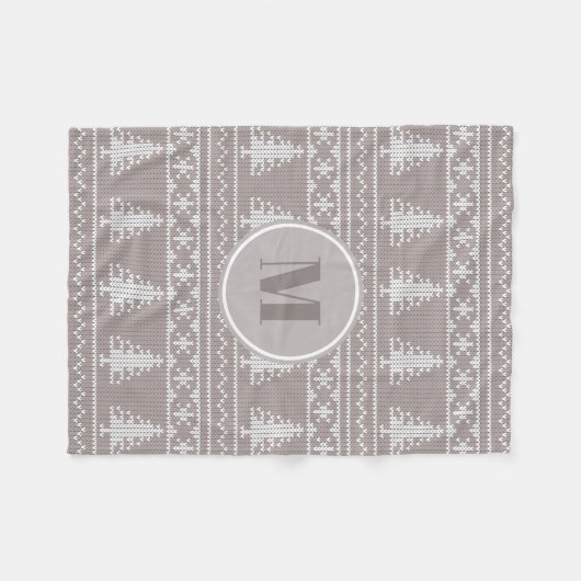 Nordic Sweater Pattern | Monogramm Weihnachten Fleecedecke (Vorderseite (Horizontal))