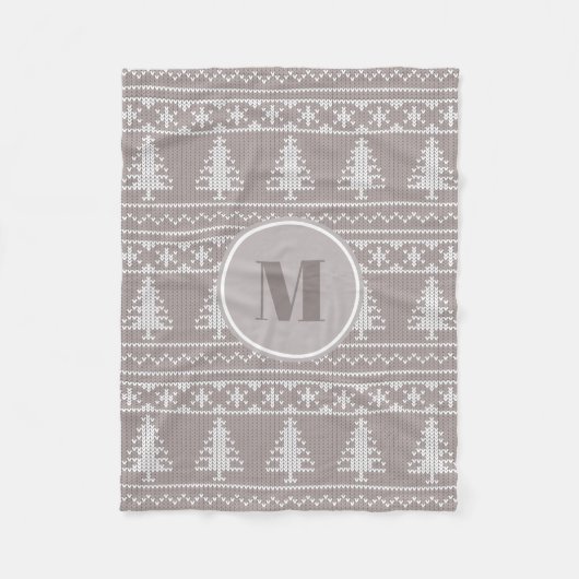Nordic Sweater Pattern | Monogramm Weihnachten Fleecedecke (Vorderseite)