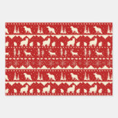 Nordic Sweater Red Green & Beige Winter Animals Geschenkpapier Set (Vorderseite 2)