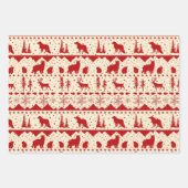 Nordic Sweater Red Green & Beige Winter Animals Geschenkpapier Set (Vorderseite)