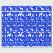 Nordic Sweater Royal Blue & White Winter Animals Geschenkpapier (Flach)