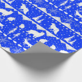 Nordic Sweater Royal Blue & White Winter Animals Geschenkpapier (Ecke)