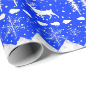 Nordic Sweater Royal Blue & White Winter Animals Geschenkpapier (Rolleneckpunkt)