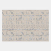 Nordic Sweater Rustic Kraft Silver Winter Animals Geschenkpapier Set (Vorderseite)