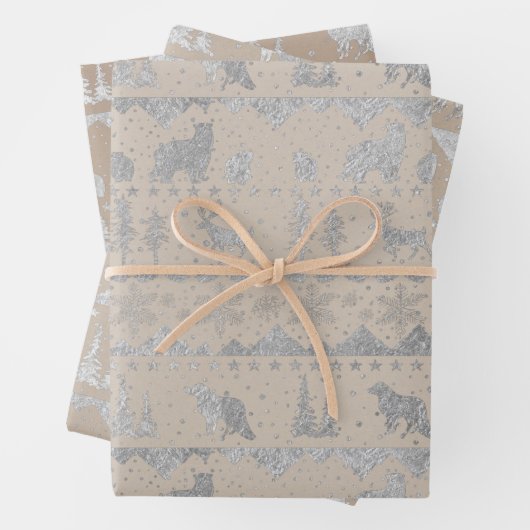 Nordic Sweater Rustic Kraft Silver Winter Animals Geschenkpapier Set (Beispiel)