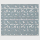 Nordic Sweater Silver Winter Tiere Aquamarin Grau Geschenkpapier (Flach)