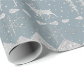 Nordic Sweater Silver Winter Tiere Aquamarin Grau Geschenkpapier (Rolleneckpunkt)